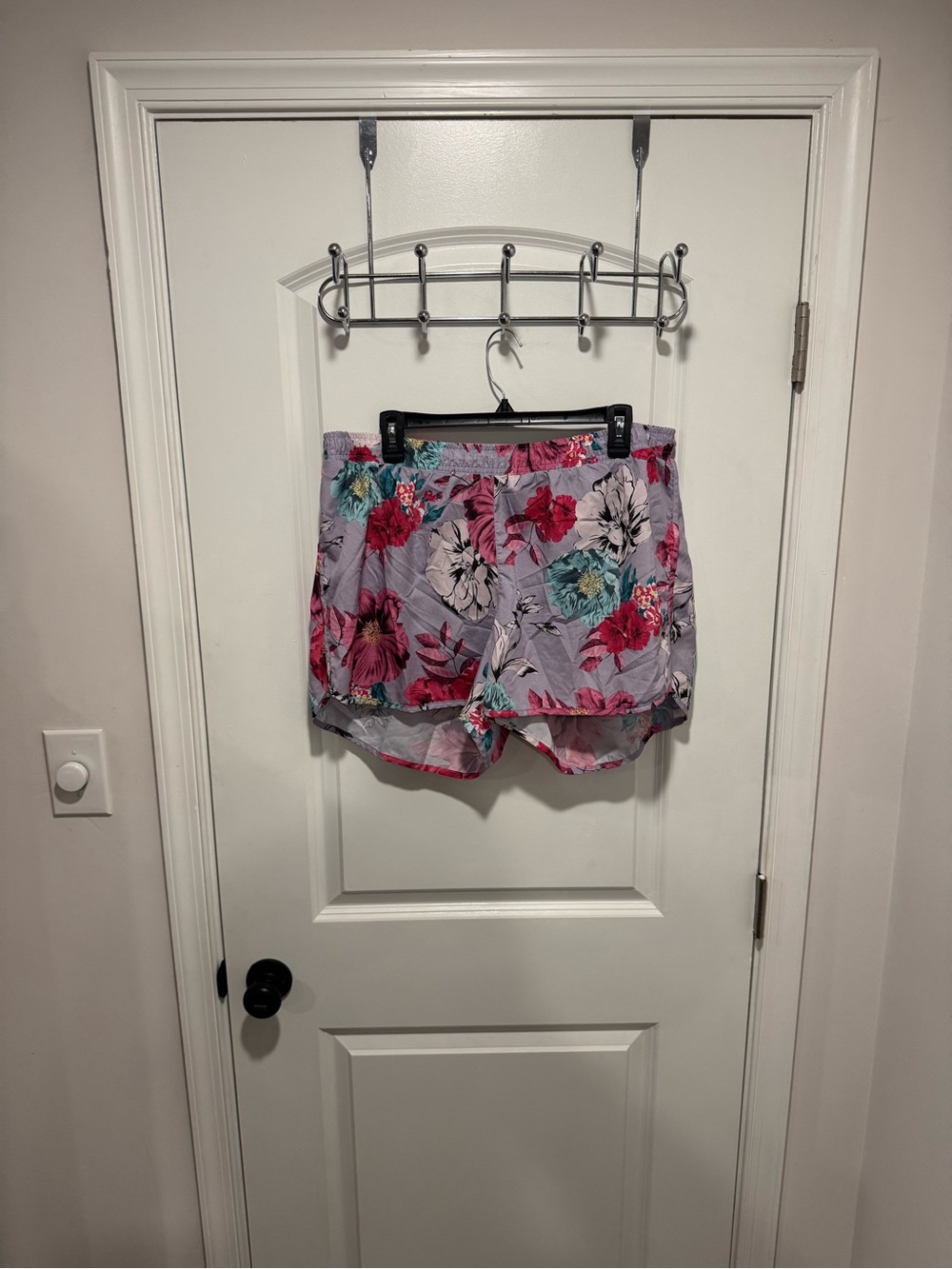 Old Navy Lavender Floral Athletic Shorts with Pink & Teal Accents
